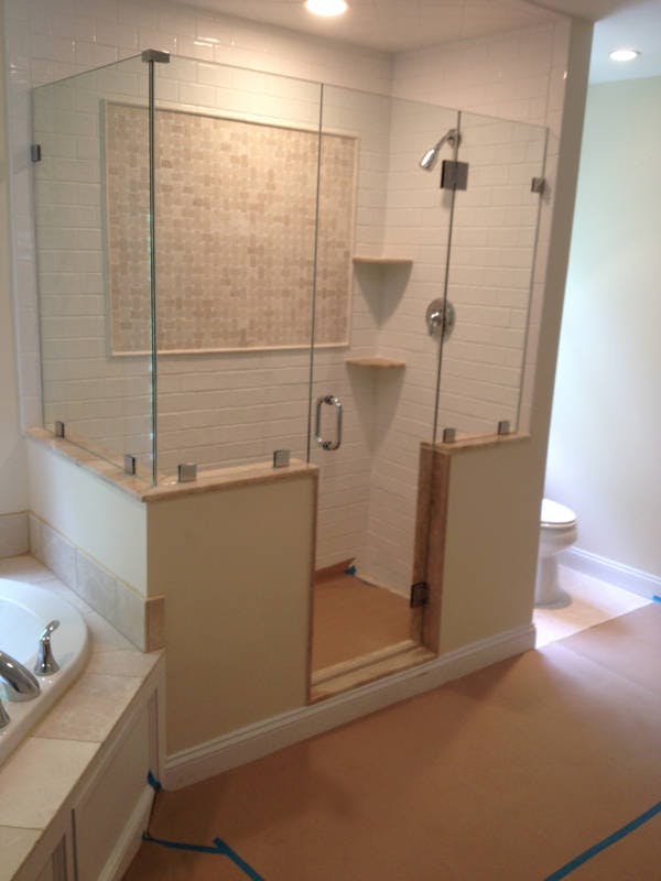 Custom Half Wall Shower Enclosure Installed In Milford, CT